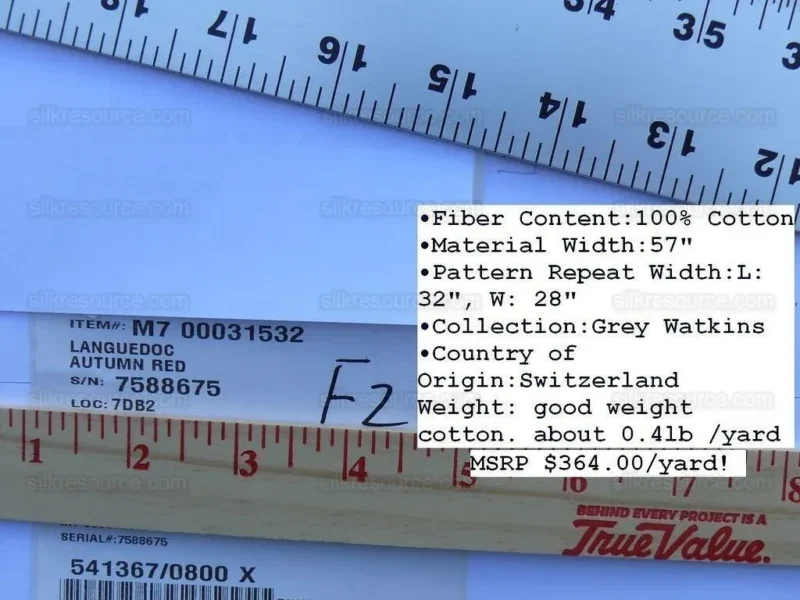 P1610331C.jpg By Yd Scalamandre Grey Watkins Languedoc Autumn Red Cream White Botanic Fern and Thistle Southern France Toile Circa 1790 MSRP USD 364/y