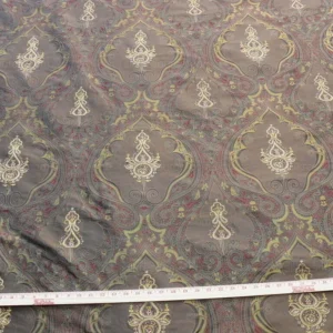 P1610360.jpg **On hold By Yd Scalamandre Dhara Black Gold Silk Damask Embroidery MSRP USD 200/y