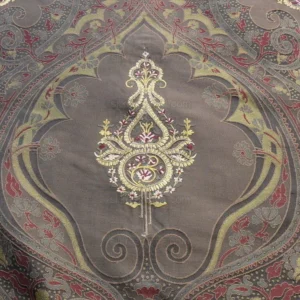 P1610361.jpg **On hold By Yd Scalamandre Dhara Black Gold Silk Damask Embroidery MSRP USD 200/y