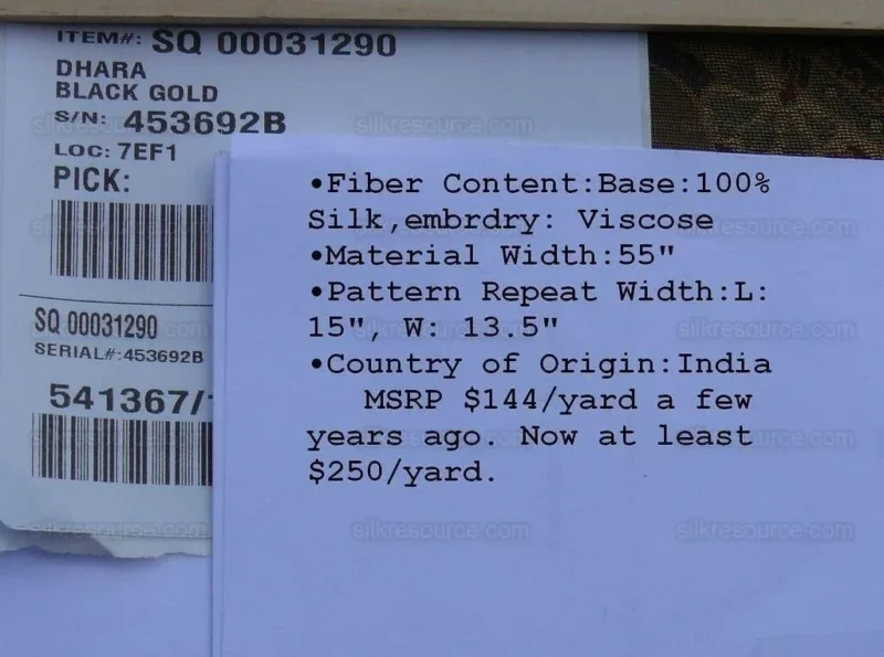 P1610363C.jpg **On hold By Yd Scalamandre Dhara Black Gold Silk Damask Embroidery MSRP USD 200/y