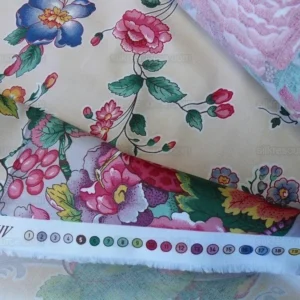 P1610371.jpg 16.25y Scalamandre La Neuveville Print Fruit Flower Melon Grape Harvest Pale Peach MSRP 112/Y