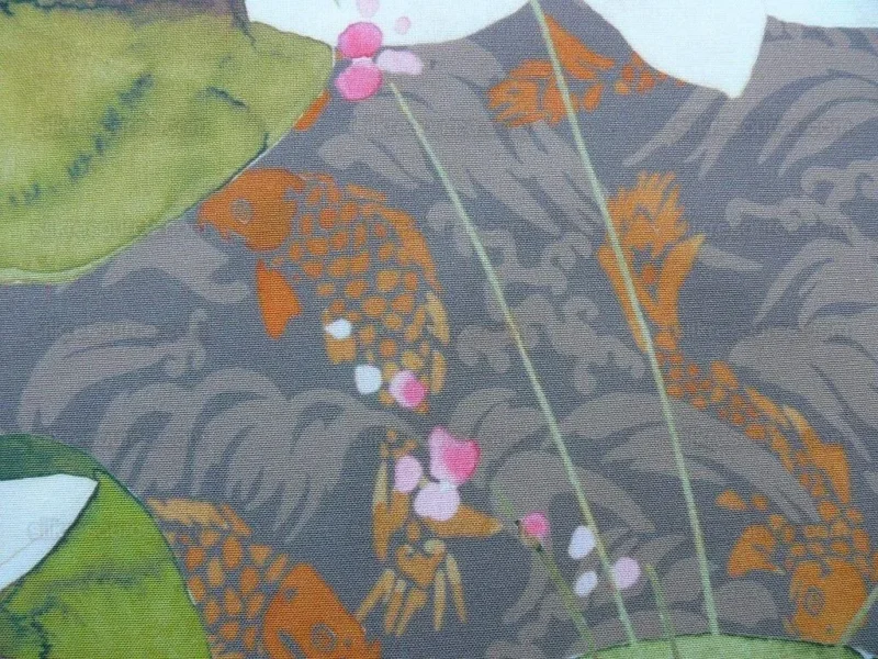 P1610487.jpg By Yd Scalamandre Fonthills Nenuphar Waterlili Lotus Pond Koi Fish Brown/Multi MSRP USD196/y