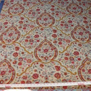 P1610513.jpg 12.25y Scalamandre Calantha Gold/red Blue Flower Wool MSRP USD 296/Y