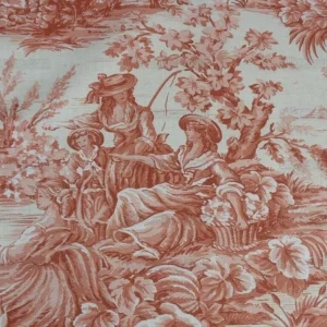 P1610528.jpg By Yd Scalamandre El Remanso Toile Copper Red Spanish Country Pool Ducks 62" Wide