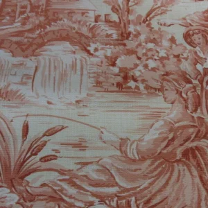 P1610532.jpg By Yd Scalamandre El Remanso Toile Copper Red Spanish Country Pool Ducks 62" Wide