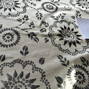 IMG_8135 By Yard Scalamandre Kasumi Silver Cloud Silk Lampas Kimono Daisy Flower Art Deco MSRP USD 276/Y