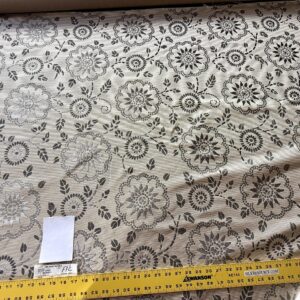 IMG_8137 By Yard Scalamandre Kasumi Silver Cloud Silk Lampas Kimono Daisy Flower Art Deco MSRP USD 276/Y