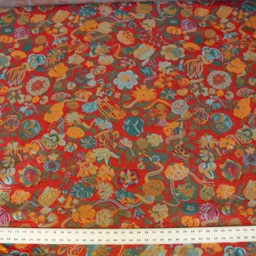 BRUNSCHWIG & FILS ELDORADO SILK LAMPAS CRIMSON RED FLOWER &RIBBO BRUNSCHWIG & FILS ELDORADO SILK LAMPAS CRIMSON RED FLOWER &RIBBO