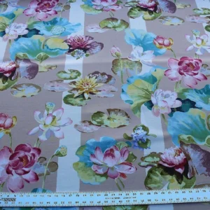 6.3Y STARK SCALAMANDRE MEIJI POND LOTUS LILY TAN MSRP$312/Y