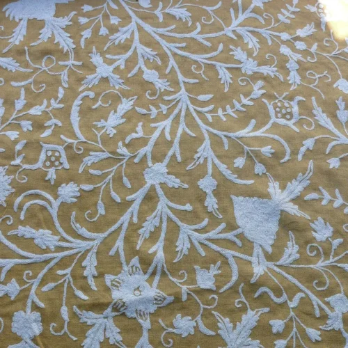 12.25Y SCALAMANDRE BALIK-GOLD WOOL CREWEL on JUTE MSRP$152/Y