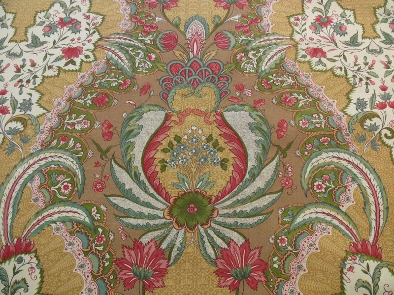 BTY SCALAMANDRE FRANCE PERSAN PINK RED GREEN "SAND" GOLD MSRP296 BTY SCALAMANDRE FRANCE PERSAN PINK RED GREEN "SAND" GOLD MSRP296