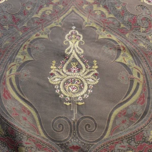 7.2Y SCALAMANDRE DHARA BLACK GOLD SILK DAMASK EMBROIDERY 7.2Y SCALAMANDRE DHARA BLACK GOLD SILK DAMASK EMBROIDERY