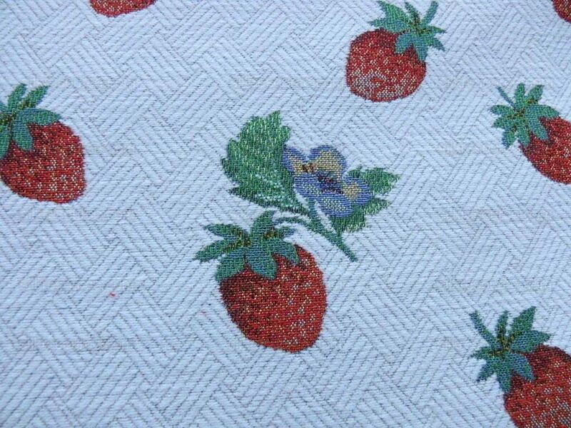 By Yard Scalamandre Fragoletta Strawberry Lampas Fruit Pink Red White Wool Cotton Heavy