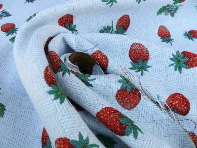 By Yard Scalamandre Fragoletta Strawberry Lampas Fruit Pink Red White Wool Cotton Heavy