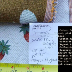 By Yard Scalamandre Fragoletta Strawberry Lampas Fruit Pink Red White Wool Cotton Heavy