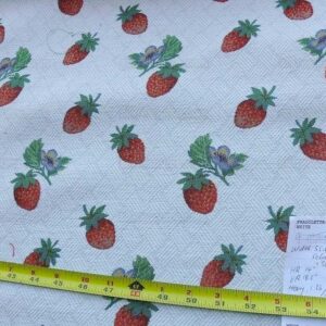 By Yard Scalamandre Fragoletta Strawberry Lampas Fruit Pink Red White Wool Cotton Heavy