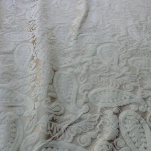 P1610946.jpg Bty Scalamandre Angelique Paisley Silk Damask Tan Gold MSRP USD 298Y