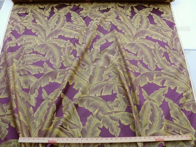 P1610954.jpg Scalamandre Havana Tropical Banana Leaves Foliage Malvarosa Purple Gold Tropical MSRP USD 412/Y
