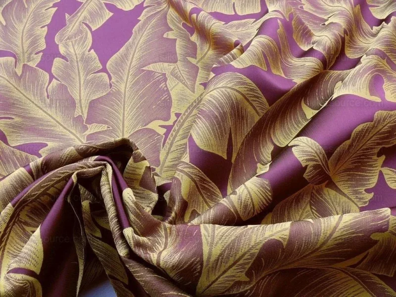 P1610958.jpg Scalamandre Havana Tropical Banana Leaves Foliage Malvarosa Purple Gold Tropical MSRP USD 412/Y