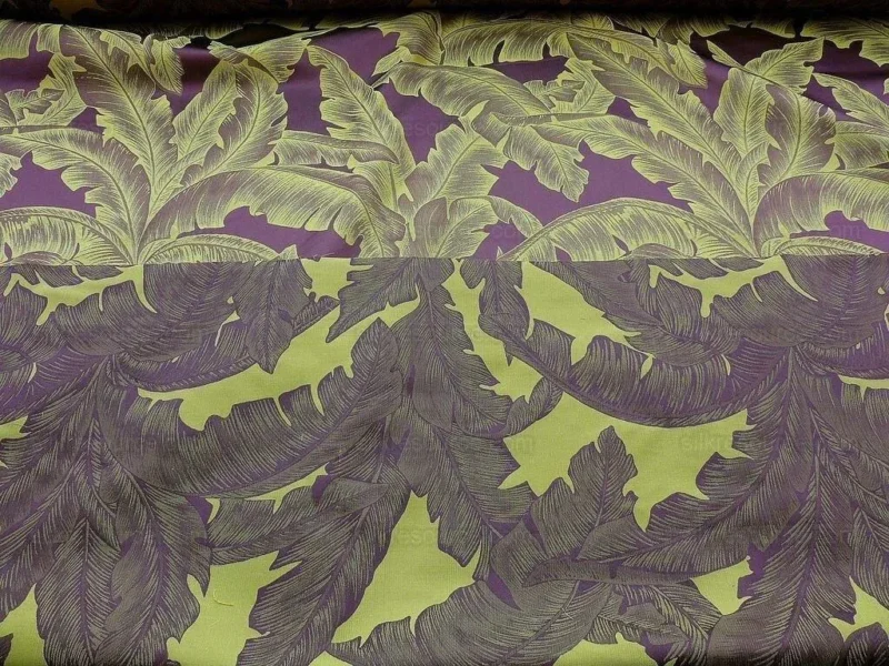 P1610962.jpg Scalamandre Havana Tropical Banana Leaves Foliage Malvarosa Purple Gold Tropical MSRP USD 412/Y