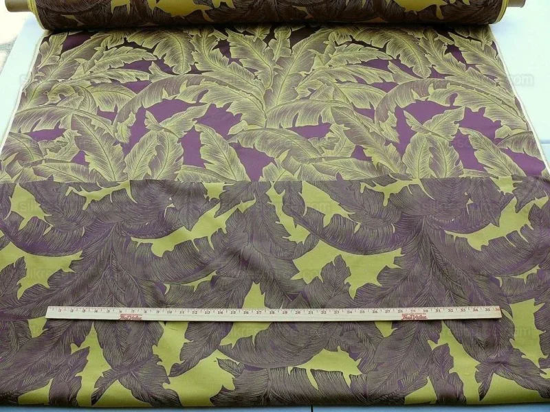 P1610963.jpg Scalamandre Havana Tropical Banana Leaves Foliage Malvarosa Purple Gold Tropical MSRP USD 412/Y