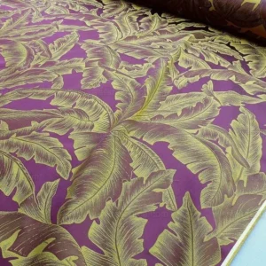 P1610964.jpg Scalamandre Havana Tropical Banana Leaves Foliage Malvarosa Purple Gold Tropical MSRP USD 412/Y