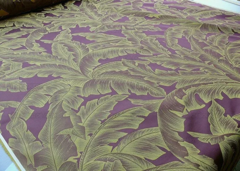 P1610966.jpg Scalamandre Havana Tropical Banana Leaves Foliage Malvarosa Purple Gold Tropical MSRP USD 412/Y