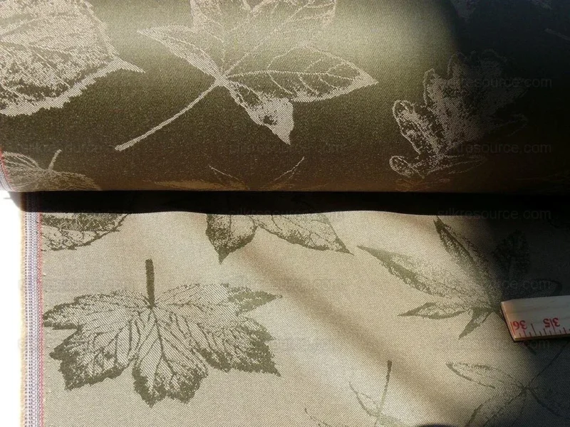 P1610993.jpg By Yard Scalamandre Wool Satin Pressed Leaves Olive Green Maple Elm Oak MSRP USD 376/Y