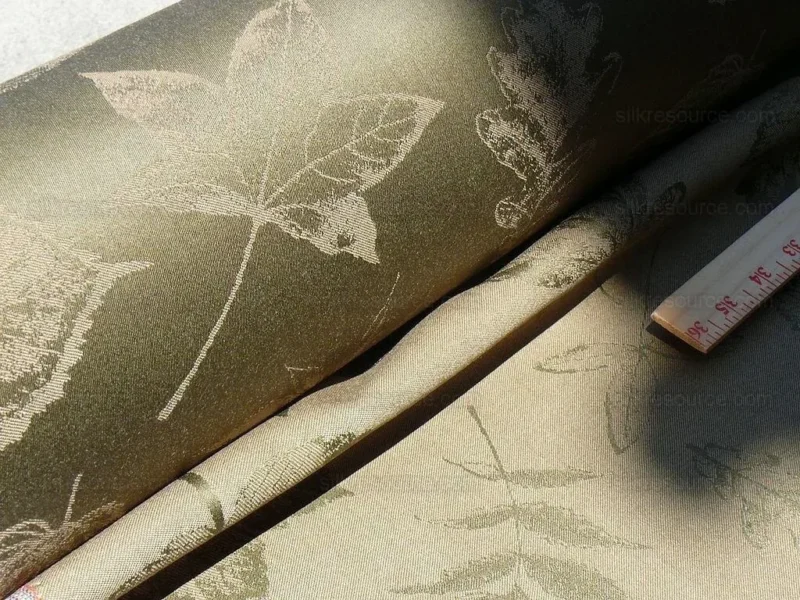 P1610996.jpg By Yard Scalamandre Wool Satin Pressed Leaves Olive Green Maple Elm Oak MSRP USD 376/Y