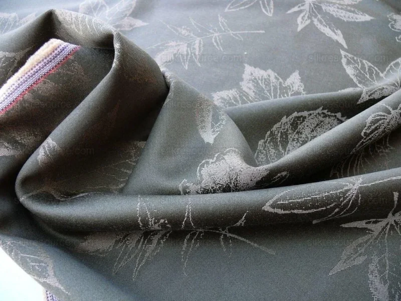 P1620003.jpg By Yard Scalamandre Wool Satin Pressed Leaves Olive Green Maple Elm Oak MSRP USD 376/Y