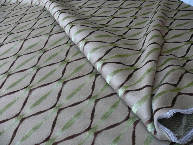 P1620101.jpg Bty Scalamandre Helena Fonthill Brown/green Velvet River Ribbon Diamond Mid-century MSRP USD 164/Y