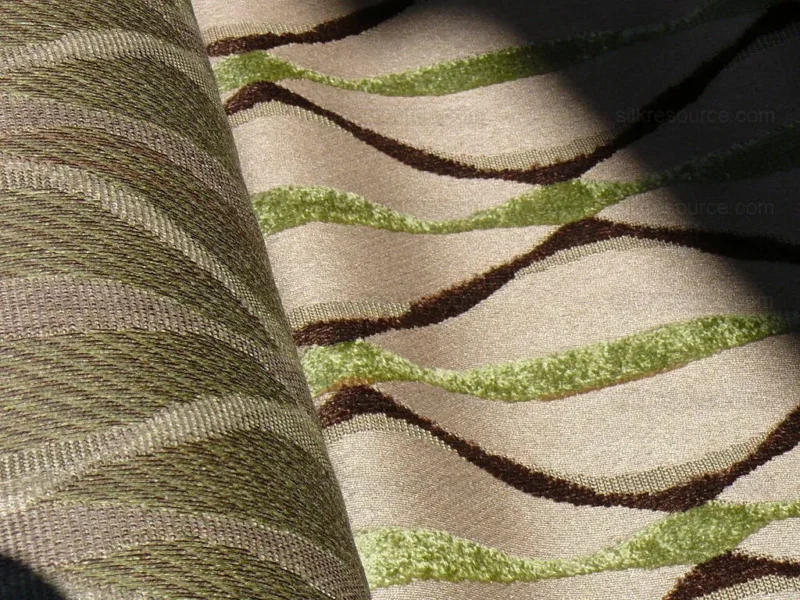 P1620102.jpg Bty Scalamandre Helena Fonthill Brown/green Velvet River Ribbon Diamond Mid-century MSRP USD 164/Y