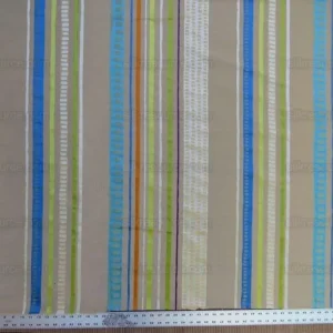 IMG_3588.jpg Bty Scalamandre Jazzy Stripe Blue Straw On Taupe Aqua Orange Lime Green Taupe Silk Linen MSRP USD212/yard