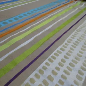 IMG_3593.jpg Bty Scalamandre Jazzy Stripe Blue Straw On Taupe Aqua Orange Lime Green Taupe Silk Linen MSRP USD212/yard