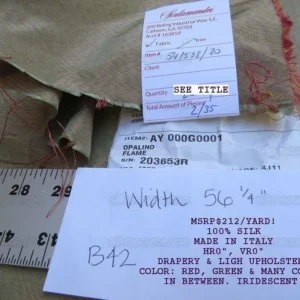 IMG_3635.jpg By Yd Scalamandre Opalino Flame 100% Silk Red Green MSRP USD 212/yd