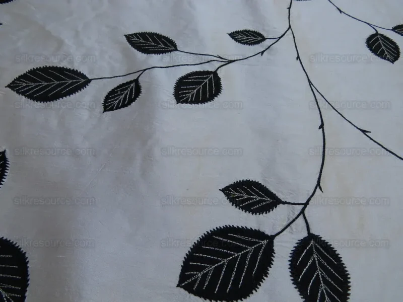 IMG_3640.jpg 0.25y Scalamandre Hayworth Silk Crewel Bk/wht Embroidery Rp4