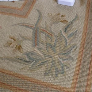 Stark Hand Made Needlepoint Beige Lotus Peony Winter Plum Lily Rug 16'10x11'10" MSRP USD 18,000+