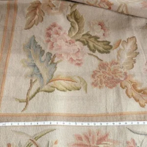 Stark Hand Made Needlepoint Beige Lotus Peony Winter Plum Lily Rug 16'10x11'10" MSRP USD 18,000+