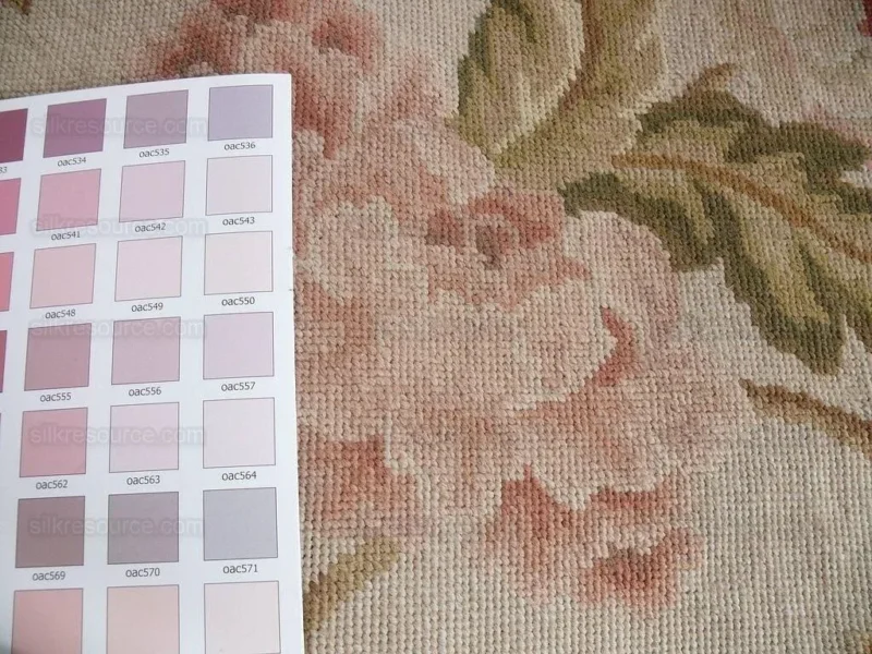 Stark Hand Made Needlepoint Beige Lotus Peony Winter Plum Lily Rug 16'10x11'10" MSRP USD 18,000+