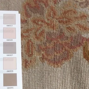 Stark Hand Made Needlepoint Beige Lotus Peony Winter Plum Lily Rug 16'10x11'10" MSRP USD 18,000+