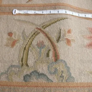 Stark Hand Made Needlepoint Beige Lotus Peony Winter Plum Lily Rug 16'10x11'10" MSRP USD 18,000+