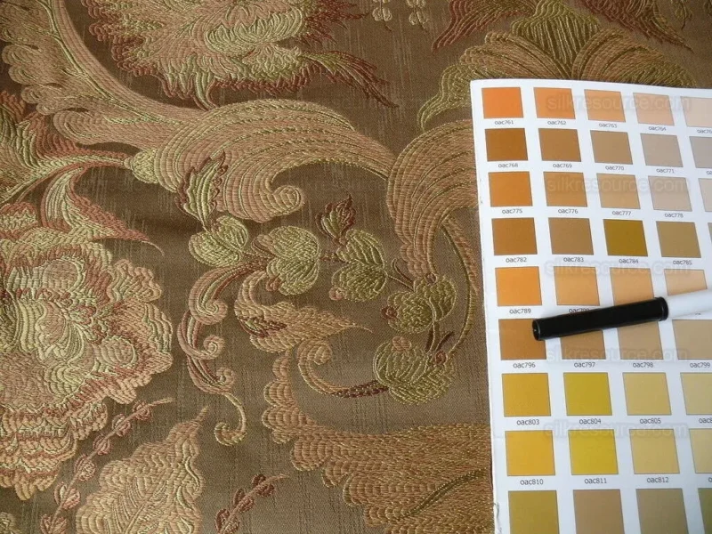 **On hold Coraggio Textile Buonarroti Tobacco Brown Silk Lampas Designed By Michelangelo - 3 yards