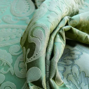 BTY SCALAMANDRE ANGELIQUE PAISLEY SILK DAMASK GREEN GOLD MSRP298 BTY SCALAMANDRE ANGELIQUE PAISLEY SILK DAMASK GREEN GOLD MSRP298
