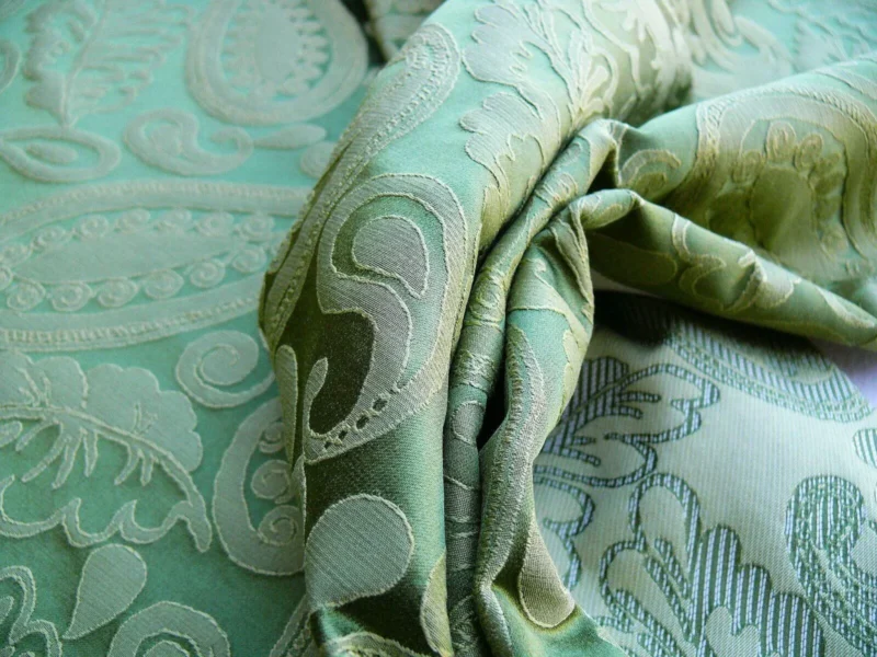 BTY SCALAMANDRE ANGELIQUE PAISLEY SILK DAMASK GREEN GOLD MSRP298 BTY SCALAMANDRE ANGELIQUE PAISLEY SILK DAMASK GREEN GOLD MSRP298