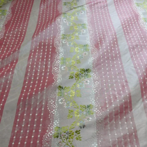 100% SILK CLASSIC CHAMBORD SILK LISERE PINK CREAM STRIPE 100% SILK CLASSIC CHAMBORD SILK LISERE PINK CREAM STRIPE