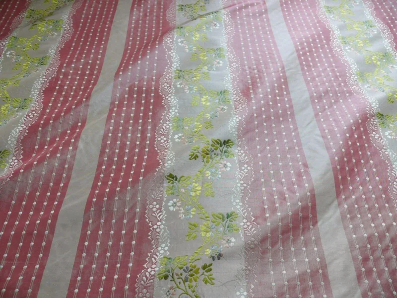 100% SILK CLASSIC CHAMBORD SILK LISERE PINK CREAM STRIPE 100% SILK CLASSIC CHAMBORD SILK LISERE PINK CREAM STRIPE