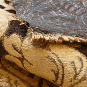 P1300877.jpg By Yard Grand Medallion Renaissance Damask Chenille Black Espresso/ Copper Gold Heavy Majestic