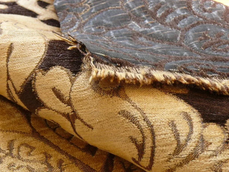 P1300877.jpg By Yard Grand Medallion Renaissance Damask Chenille Black Espresso/ Copper Gold Heavy Majestic