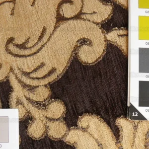 P1300881.jpg By Yard Grand Medallion Renaissance Damask Chenille Black Espresso/ Copper Gold Heavy Majestic