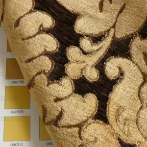 P1310305.jpg By Yard Grand Medallion Renaissance Damask Chenille Black Espresso/ Copper Gold Heavy Majestic